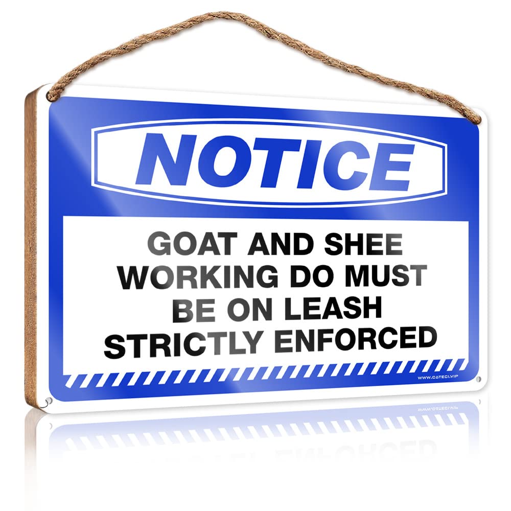 FZFN Signs & Plaques Notice Goat & Sheep Working Dogs Must Be On Leash Wooden Sign Bar Signs For Man Cave Bar Signs For Home(23X35CM)