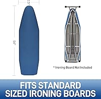Vista 4 de Funda para tabla de planchar y almohadilla de tamaño estándar de 15 x 54 pulgadas, cubierta plateada resistente al quemado con cierres de velcro