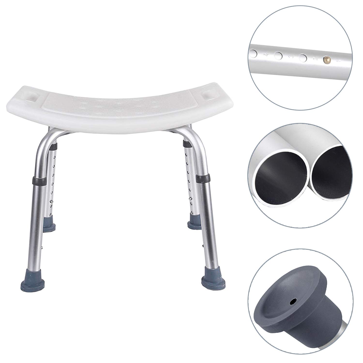Taboret prysznicowy z regulacją wysokości, krzesło prysznicowe do łazienki, stabilna pomoc pod prysznic, antypoślizgowa do 150 kg, taboret pod prysznic, siedzisko łazienkowe