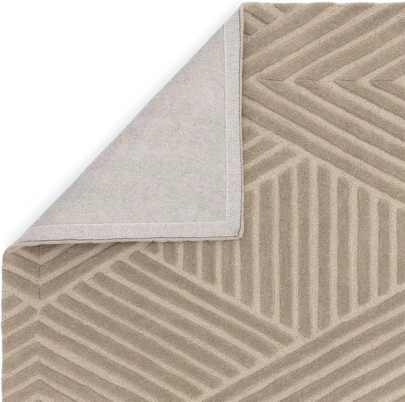 Image of Hand Tufted Modern Design Exported Collection High Low Pattern Wool Carpet for Living Room, Bedroom & Hall (Beige G, 9 x 12 Feet)
