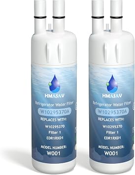 W10295370A Water Filter Replacement for EDR1RXD1, EDR1RXD1B, W10295370, Filter 1, WHR1RXD1, KAD1RXD1, P4RFWB2L, 46-9930, 46-9081 2-Pack