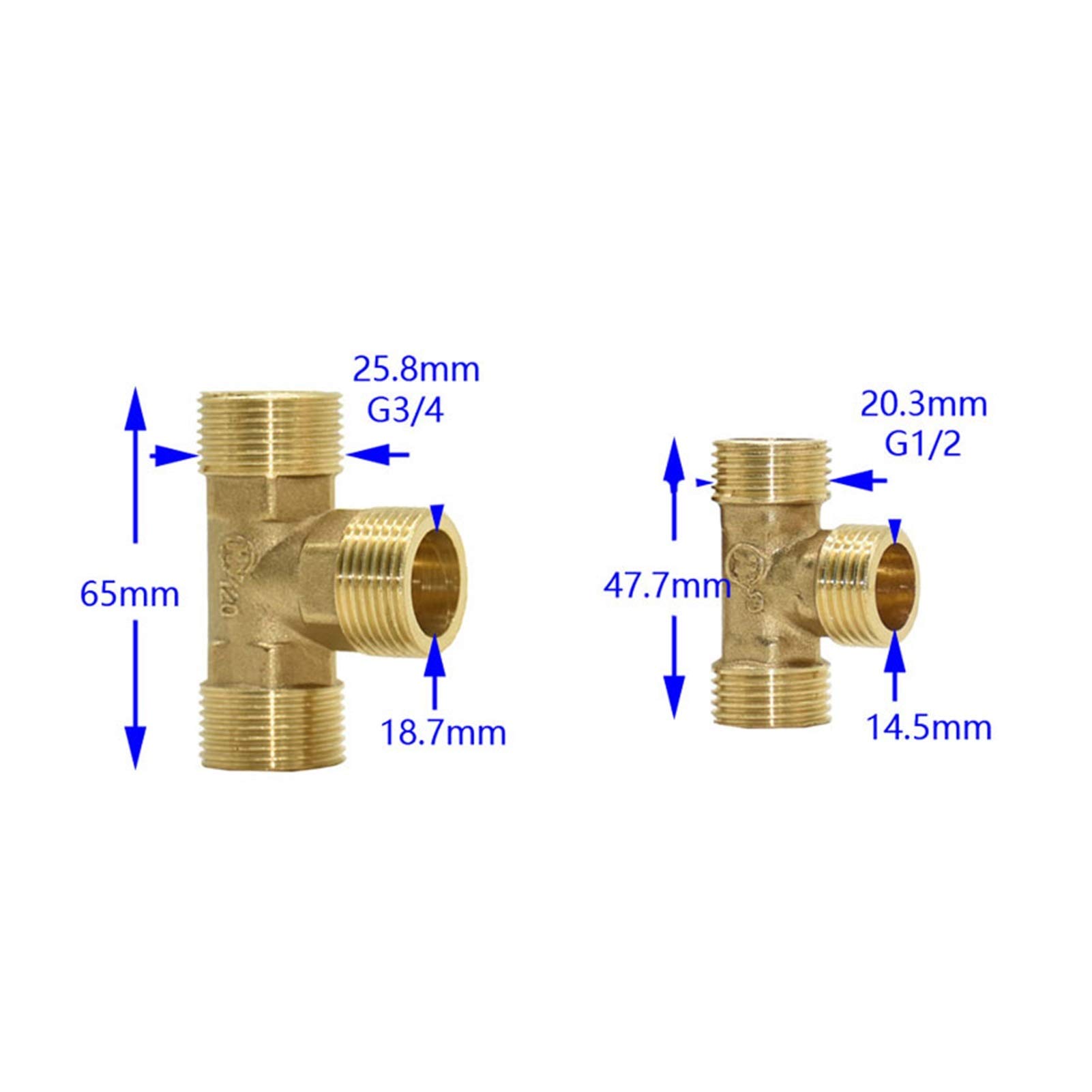 Raccordo A T In Ottone 3/4 (19mm) Con Attacco Maschio 1/2 - 2 Pezzi, Alta Qualit&agrave;, US Stock