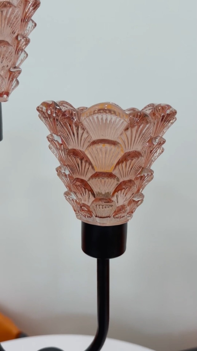 Image of Lightdot Mid Century Modern Glass Table Lamp Vintage Pink Lamp Dimmable | Nightstand Lamp Black Desk Lamp Bulbs Included 3000K Warmwhite Ambient Bedside Lamps for Bedroom Living Room Home Decor Gift