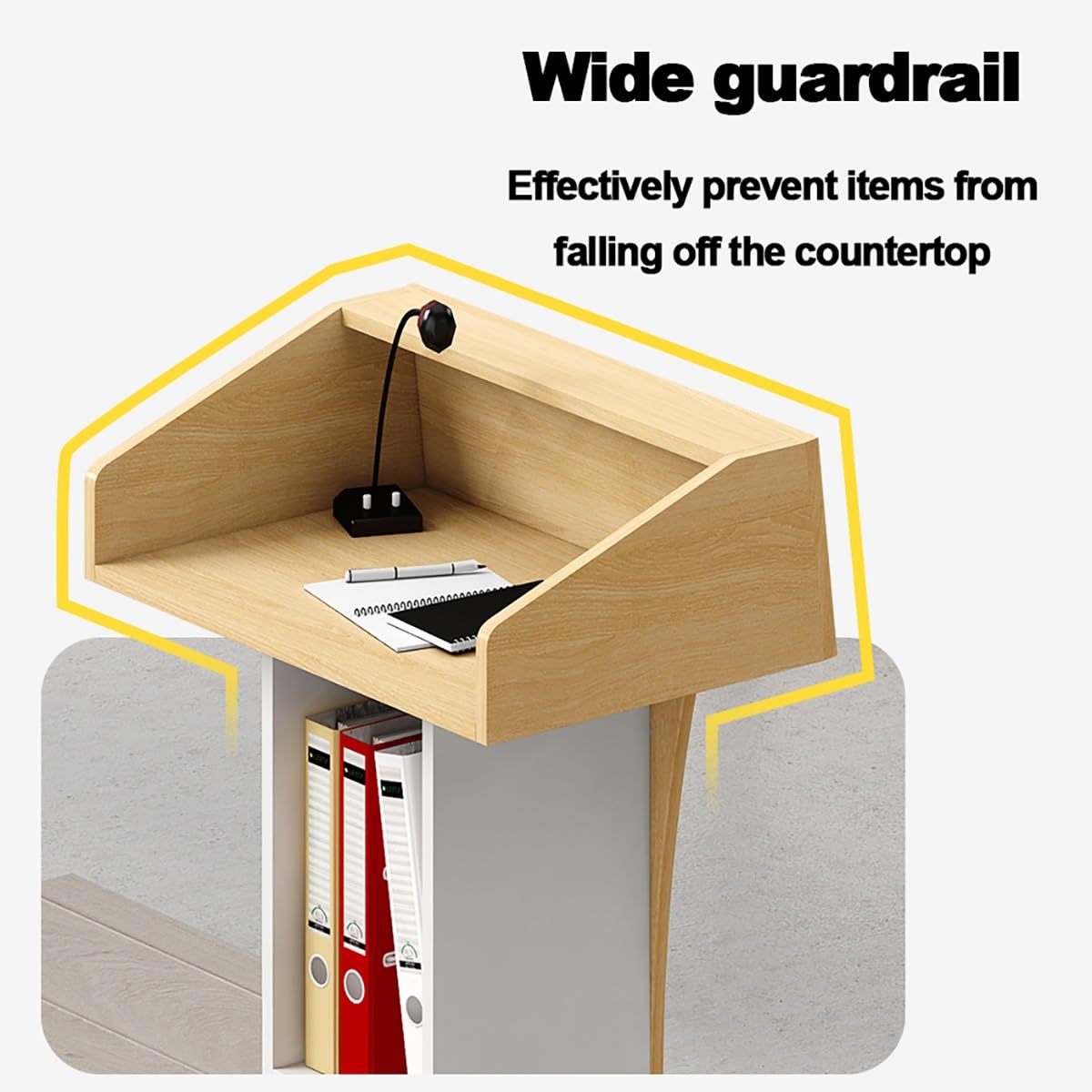 Générique Pupitre Roulant Portable, Support Classique Moderne avec Rangement Amovible, présentation Professionnelle pour écoles, églises, Mariages - Jaune