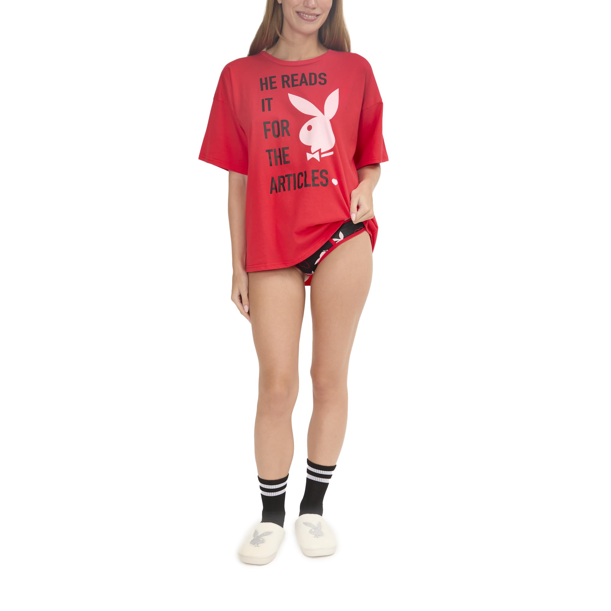 Playboy Amazon Exclusive Pajama Lounge Sets in Silky Satin, Soft Jersey & Cotton Fabrications Ensemble de Pijama (Lot de 2) Femme