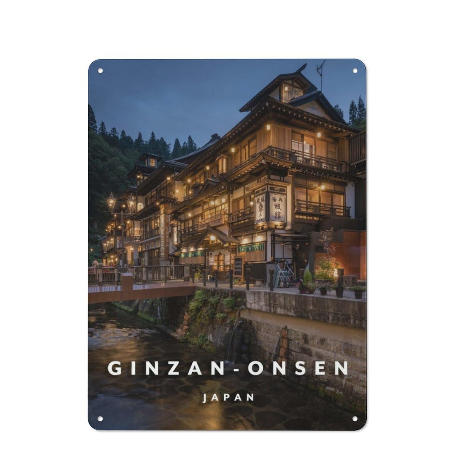 Junmoney Ginzan Onsen Retro Metal Wall Sign 40X30cm For Guest Room Or Hallway, A Housewarming Gift For Home Decor Collectors