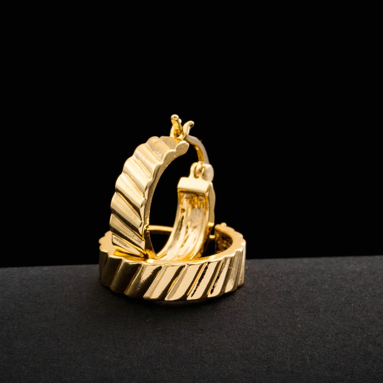 AMDXD Pendientes de oro de 18 quilates Au750, joyas de oro auténtico, a rayas altas, pendientes de aro de oro amarillo de 18 quilates, pequeños