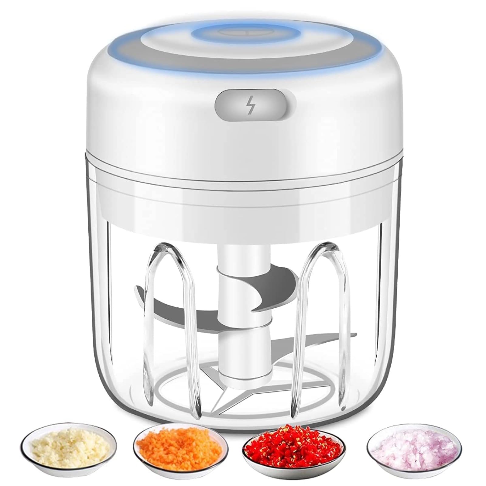 Tritacarne elettrico portatile senza fili robot da cucina con ricarica USB per tritacarne cipolle verdure per condimenti per bambini noci pepe