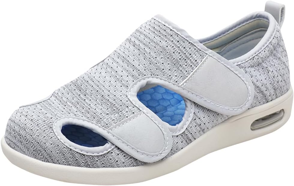 Women’s Diabetic Shoes Wide Width Elderly Summer Walking Shoes Adjustable Closure Breathable Air Cushion Sandals for Plantar Fasciitis Bunions Swollen Feet