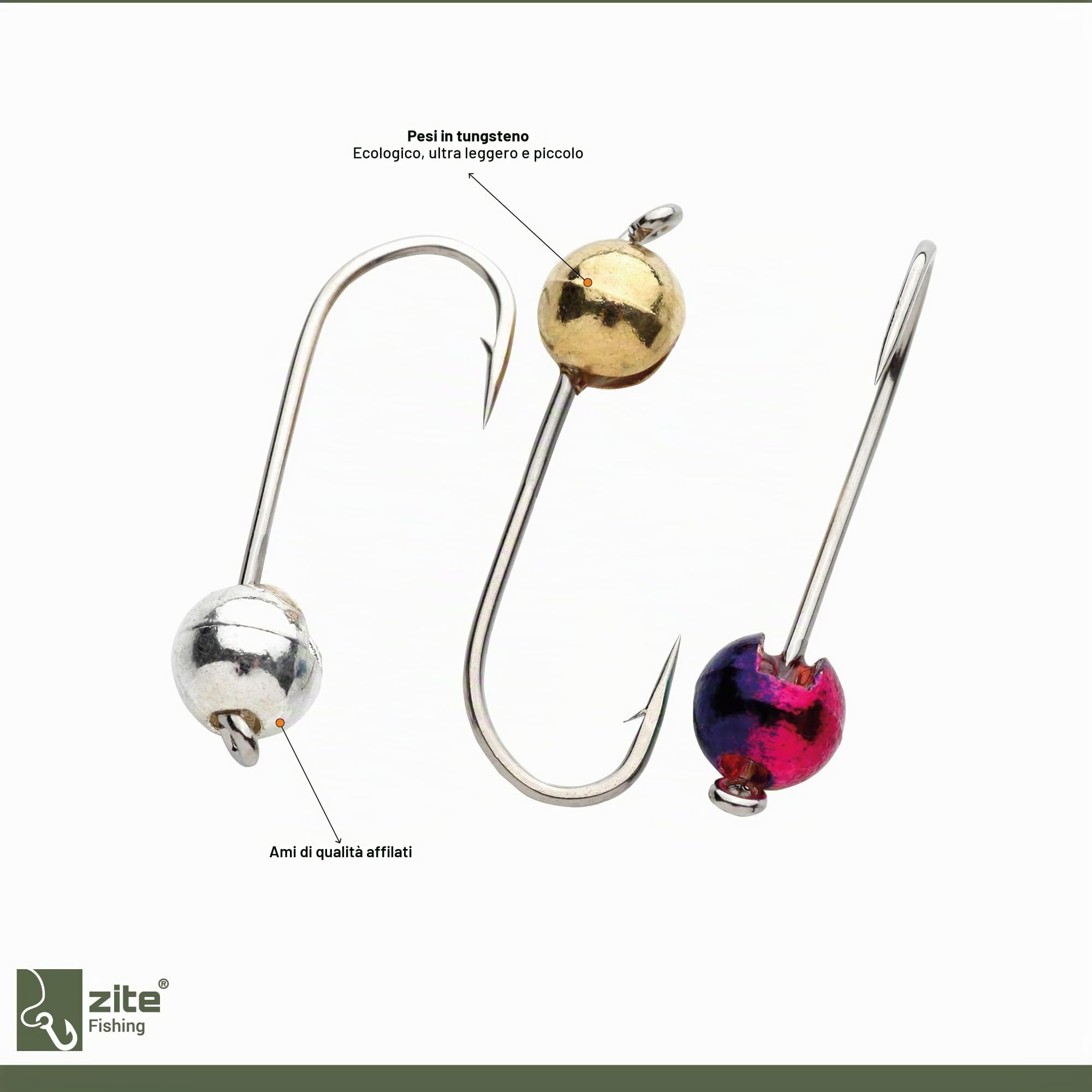 Zite Fishing - Set di micro perle di tungsteno, con ganci per trota, con testa di tungsteno, 0,3 – 1,2 g, 27 pezzi in scatola
