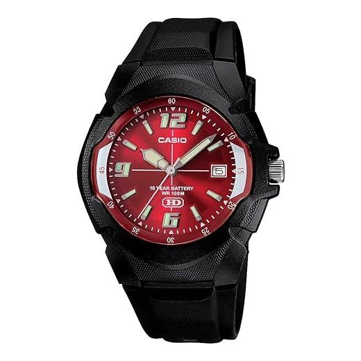 Casio MW600F Series | Men’s Analog Watch | 100 Meter Water Resistance | Date Display | 3 Hands (Hour, Minute, Second) | Resin Case & Band | Resin/Spherical Glass | 10 Year Battery