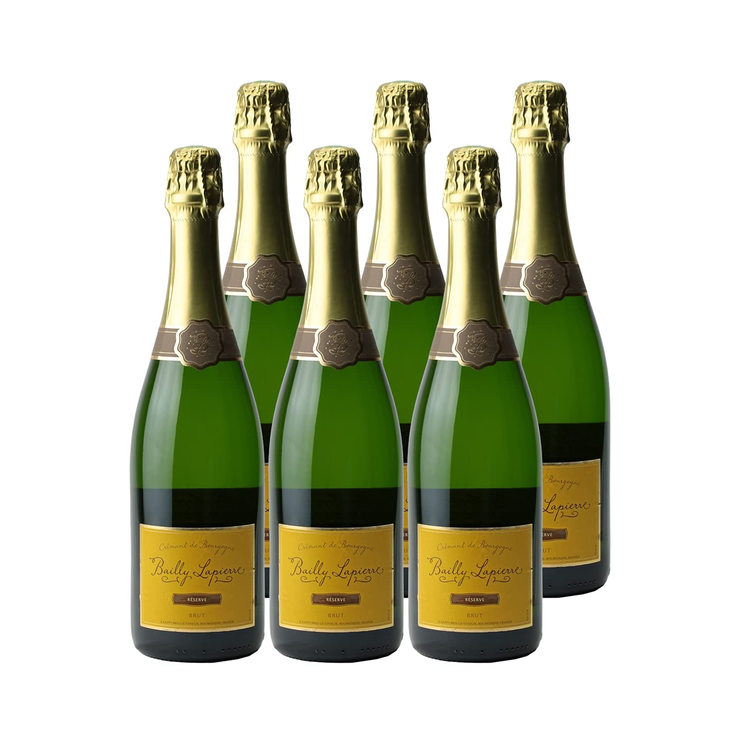 Crémant de Bourgogne Brut Réserve - Blanc - Bailly Lapierre - Vin Blanc de Bourgogne (6x75cl) Effervescent