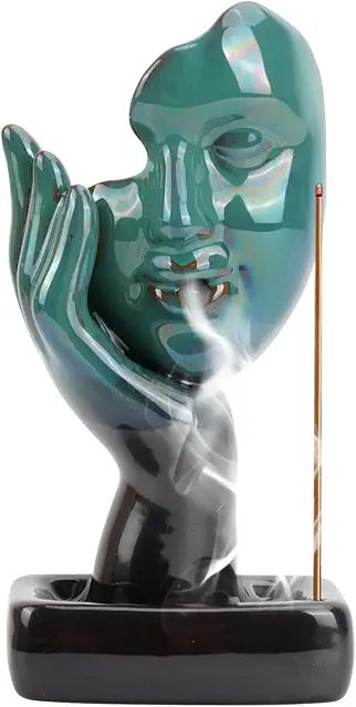 Bruciatore Incenso Cascata Ceramica Blu - Brucia Incenso a Cascata