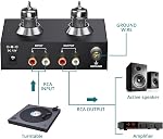 Tube Phono Preamp, MM Turntable Preamplifier, 6J2 Vacuum Hi-Fi Headphone Amp for Home Theater/Record Player/Stereo Amplifier/Active Speaker