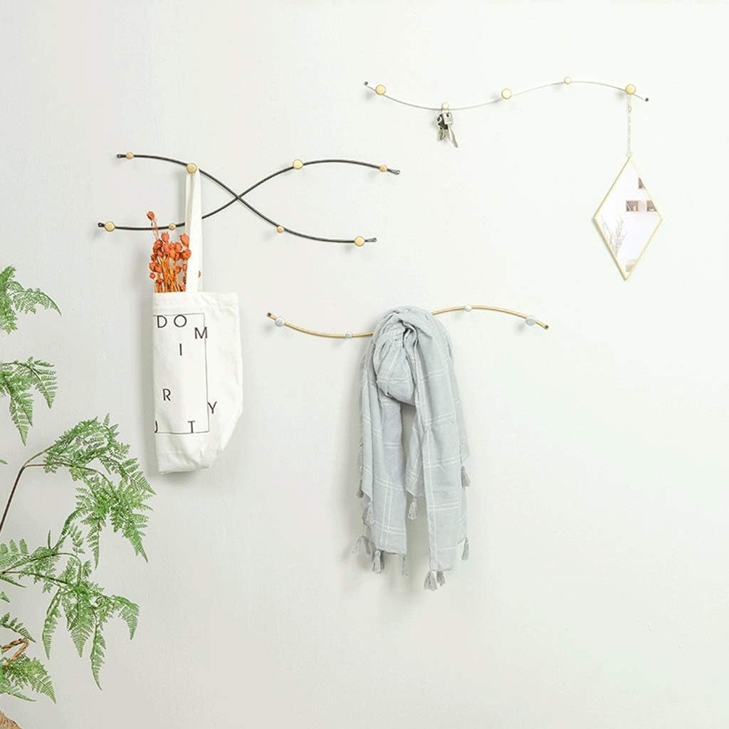 Iron Art Hanger Coat Racks Wall Mount Clothes Stand Tree Storage Rack Hook Up Geometric Shape (Color : Single Hook White) (Single Hook Black) image 2