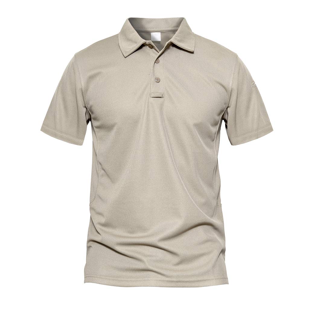 CRYSULLYMen's Tactical T Shirt Short Sleeve Quick Dry Polo Military Pullover Outdoor Golf Shirt Army Tee