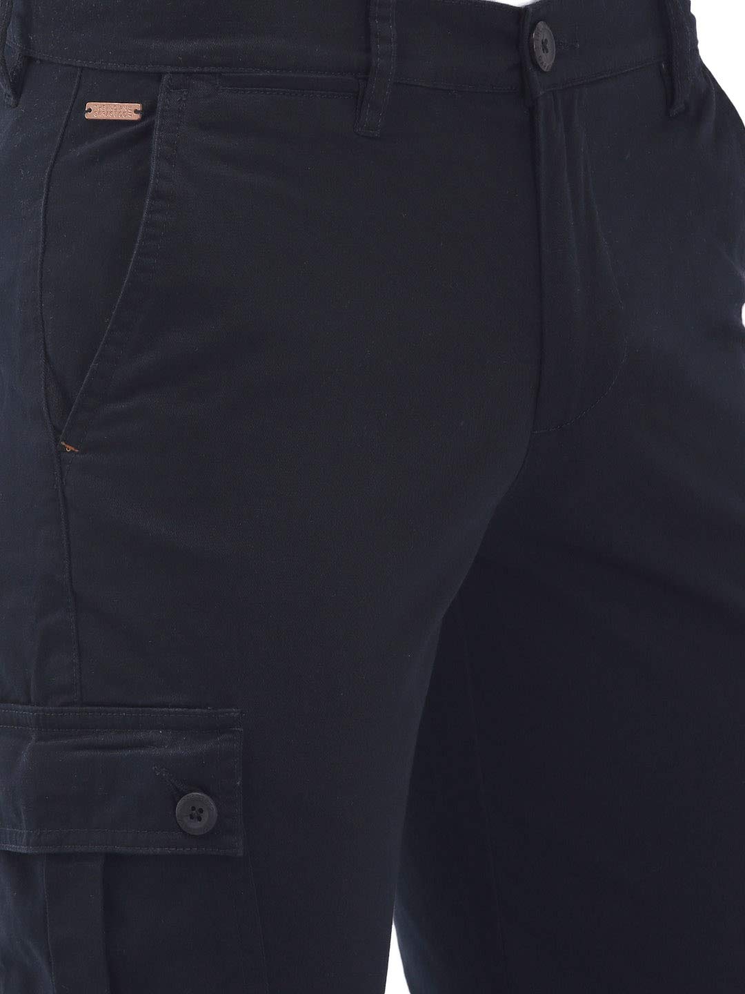 The Indian Garage Co Navy Blue Slim Fit Solid Cargo 3
