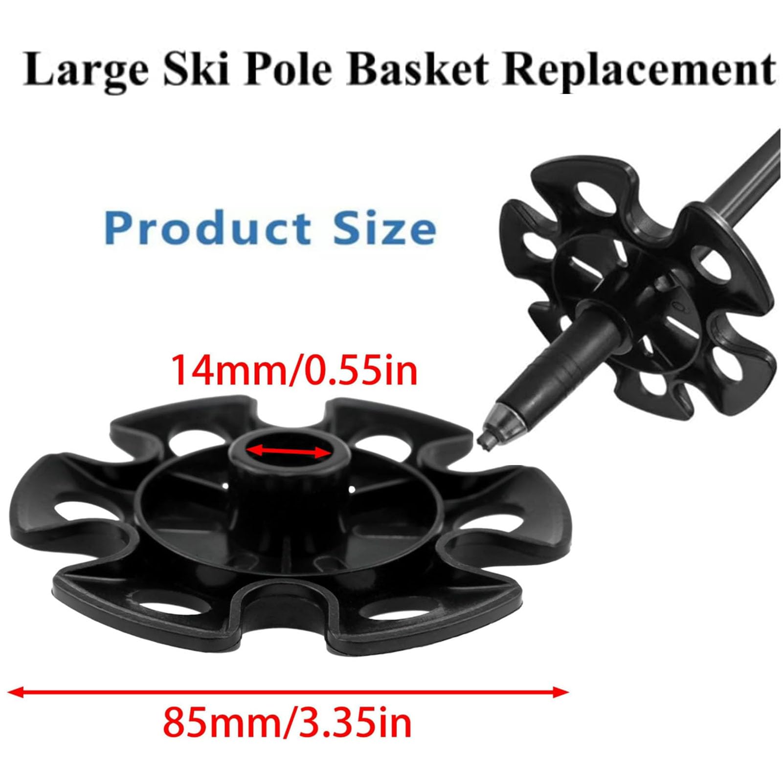 Qiutdisn?6Pcs ? Removable Mud Ski BasketTrekking Poles Snow Sand Baskets Rubber Mud Ski Walking Stick Basket Cap Guard Replacement Hiking Accessory Black