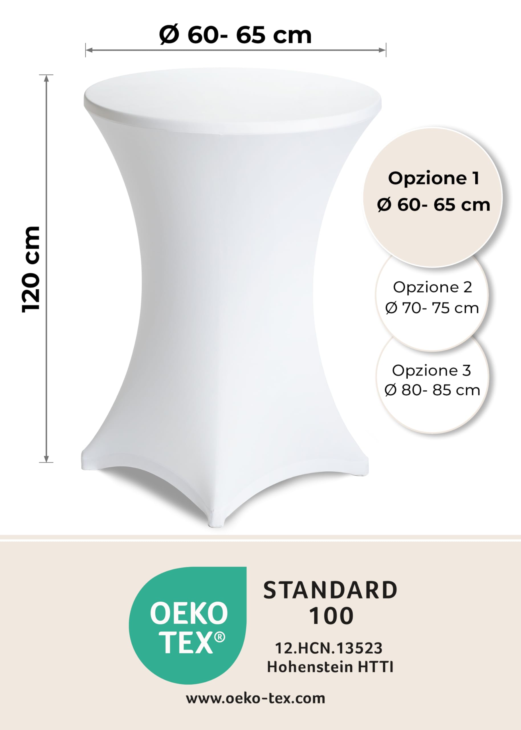 Gräfenstayn 2 Fodere per tavolino da Bar Diana Certificate Öko-Tex Siegel Standard 100 - di Diversi Colori e Dimensioni per tavolini del Diametro di Ø60 cm • Ø70 cm • Ø80 cm 30590 (Bianco, Ø 60)