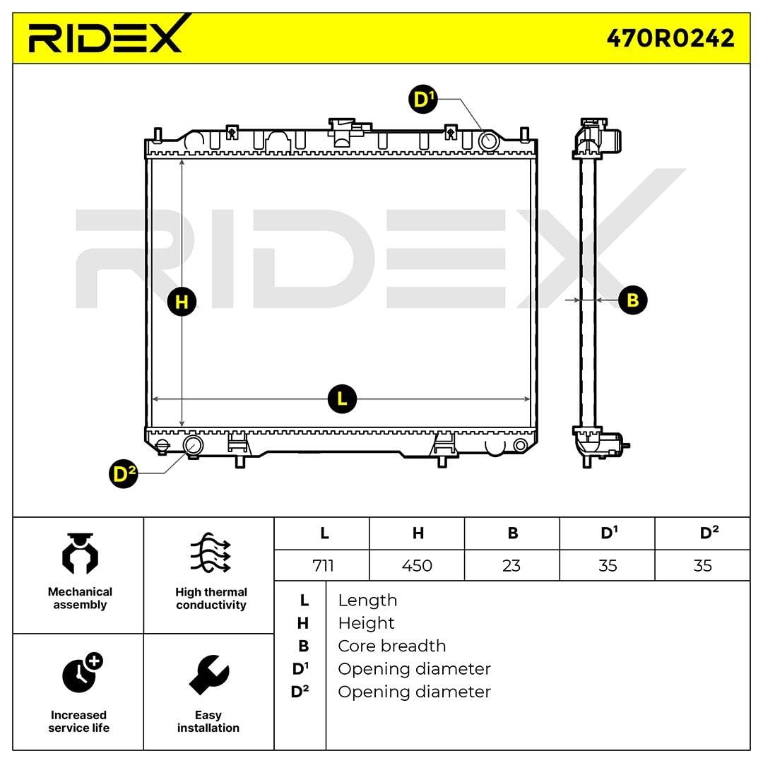 RIDEX 470R0242 Radiatore motore Compatibilità con NISSAN X-TRAIL T30 Diesel