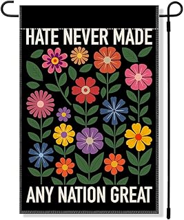 RZHV Hate Never Made Any Nation Great Double-Sided Garden Flag for Outdoor House Yard Sign Garden Decor Parade, Political Outdoor Banner, Kindness Social Justice Yard Sign, Feminist Gifts