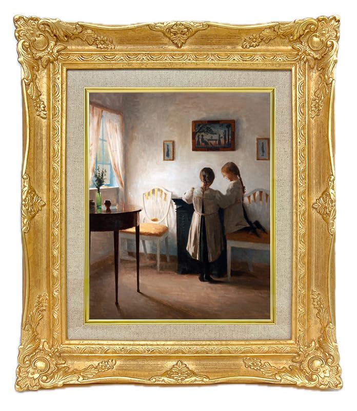 House sitting アクリル画　F3 Amazon.co.jp: 世界の名画 ピーダイルステズ Interior with two girls