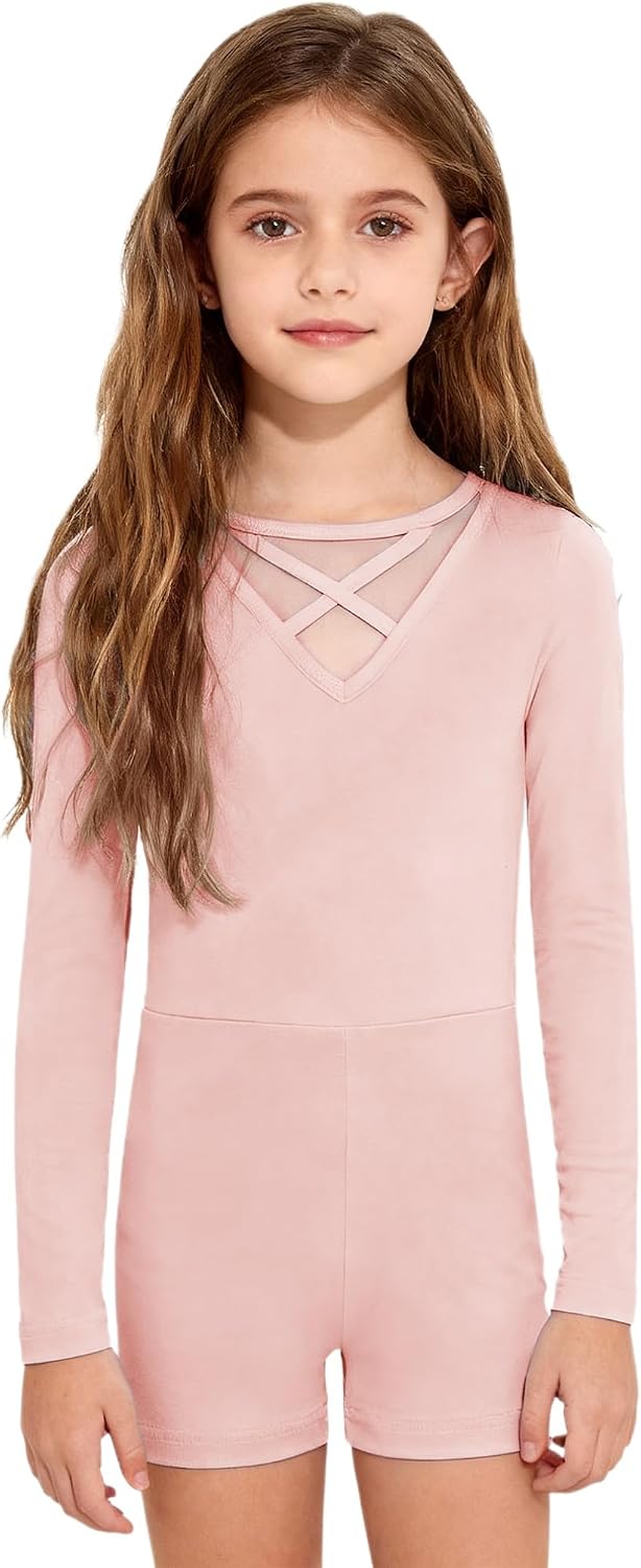 ranrann Gymnastics Leotard for Girls Long Sleeve Cross Ballet Dance Bodysuit Biketard Tumbling Unitard Dancewear