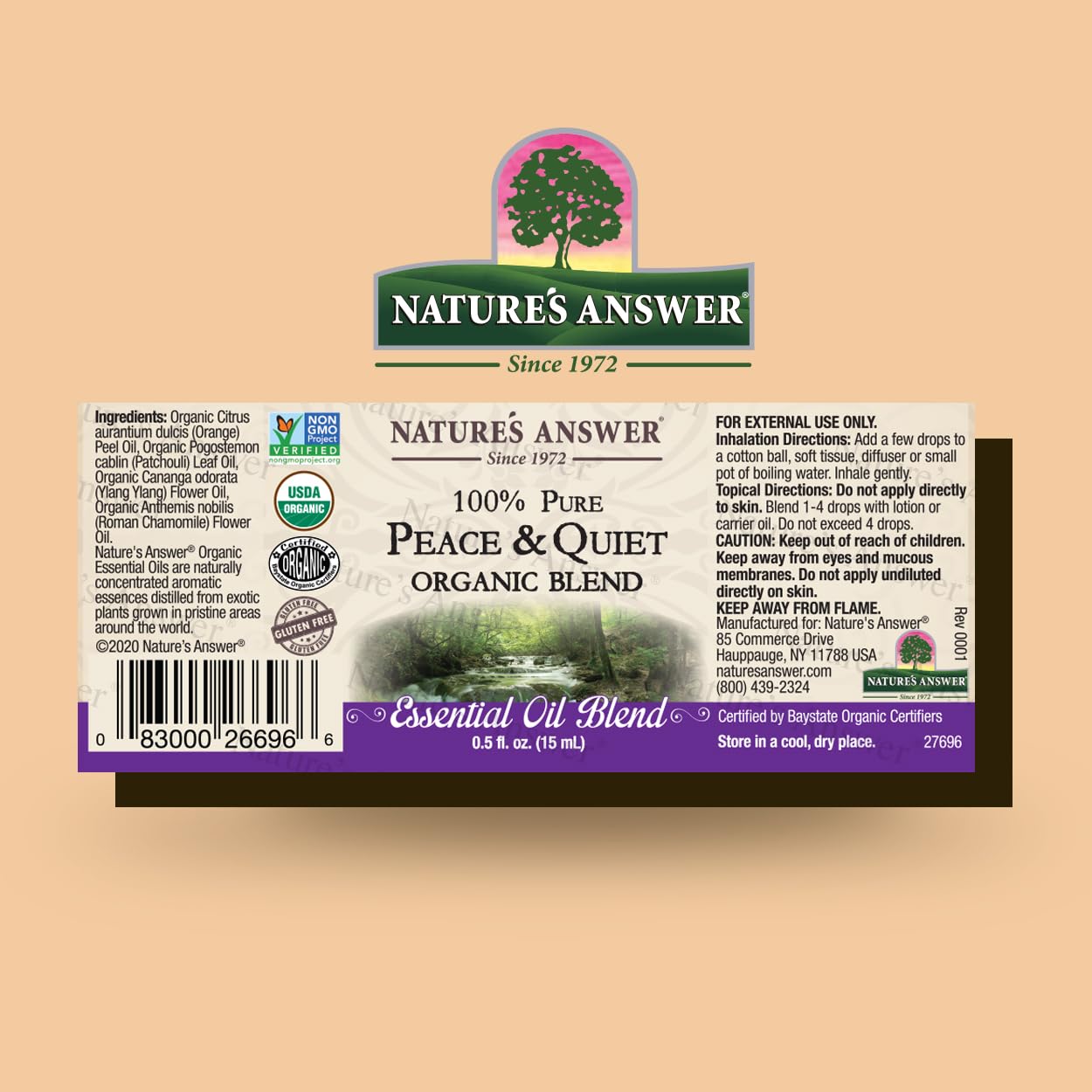Nature's Answer 100% Pure Organic Essential Oil Blend, 0.5-Ounce, Peace/Calming Relax