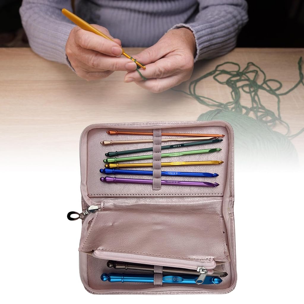 12 szt. szydełka do robienia na drutach zestaw ergonomicznych igieł do szydełkowania z etui