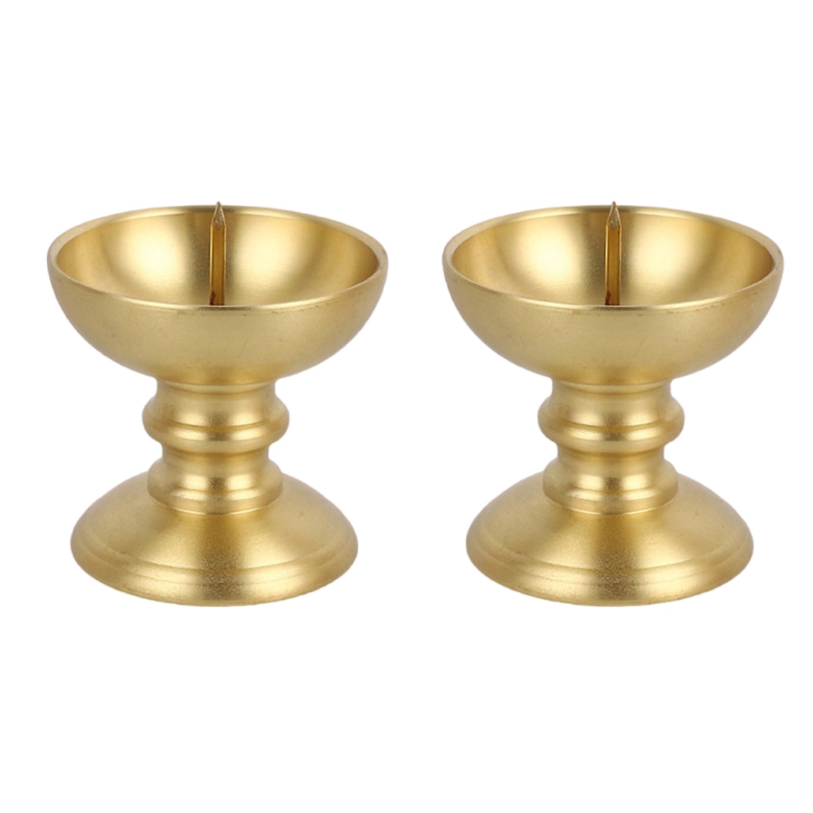 2Pcs Brass Holders for Altars Decors Religious Ceremonies Home Temple Worship Antique Tealight Stand Oil Lamp Buddhist Altars Candleholder