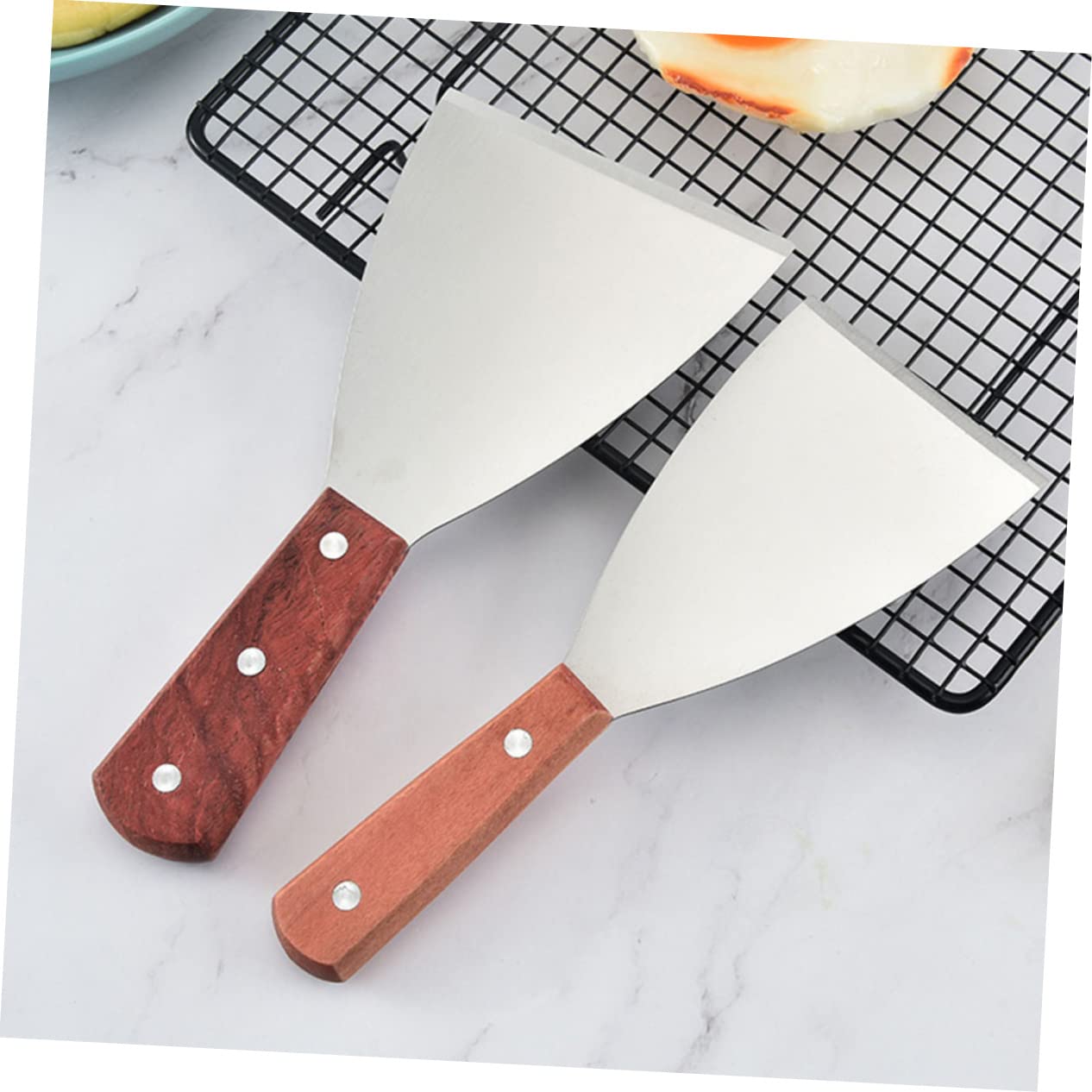 6piezas Espátulas Resistentes Al Calor Para Cocina y Barbacoa Mango De Madera Utensilios De Cocina Para Freír y Asar Herramientas Prácticas Para Hogar y Restaurante