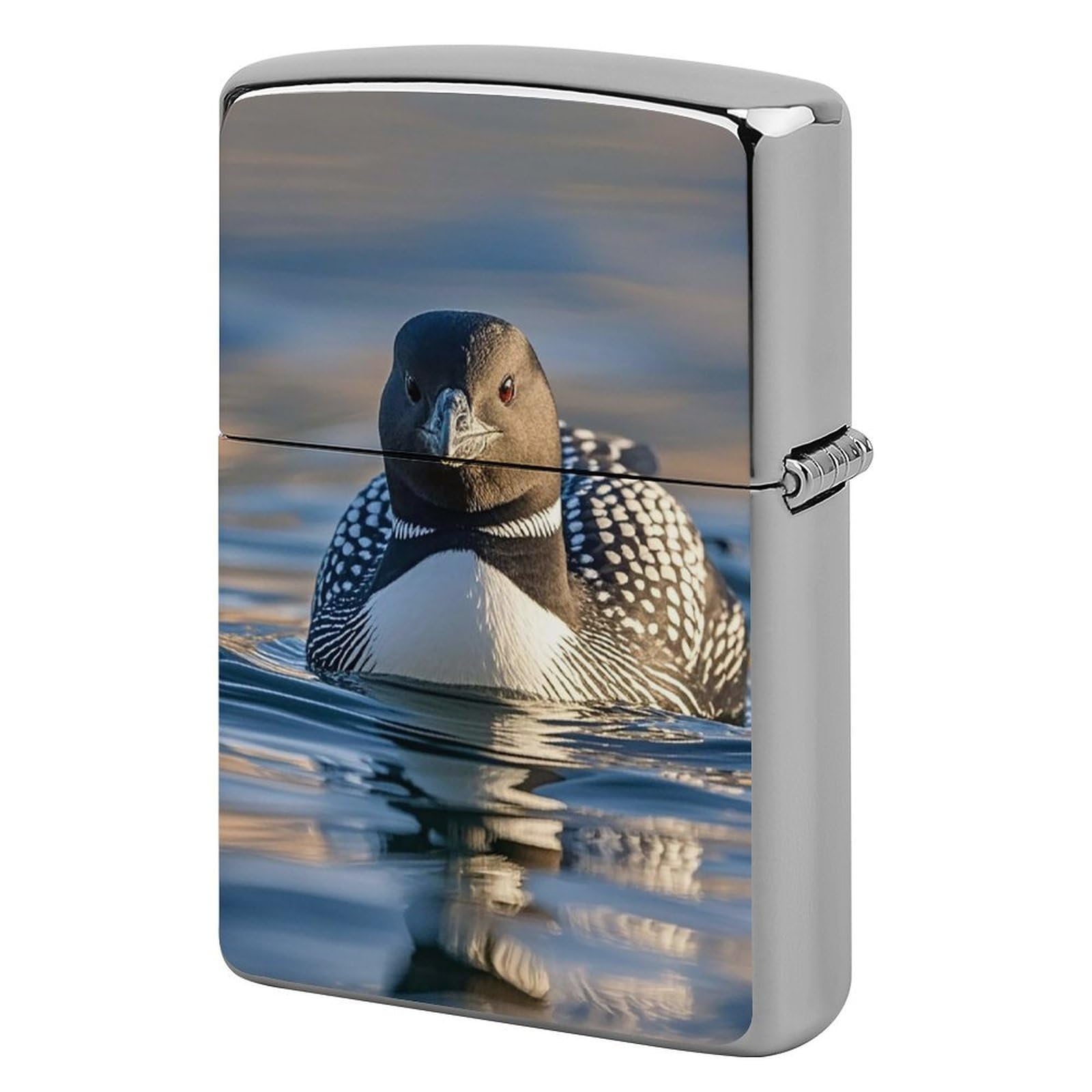 Loon Birds Lighter Case Vintage Metal Lighter Cover Reusable Lighter Protective Sleeve Unique Design Personalized Lighter Sleeve Holder Against Dust and Scratches