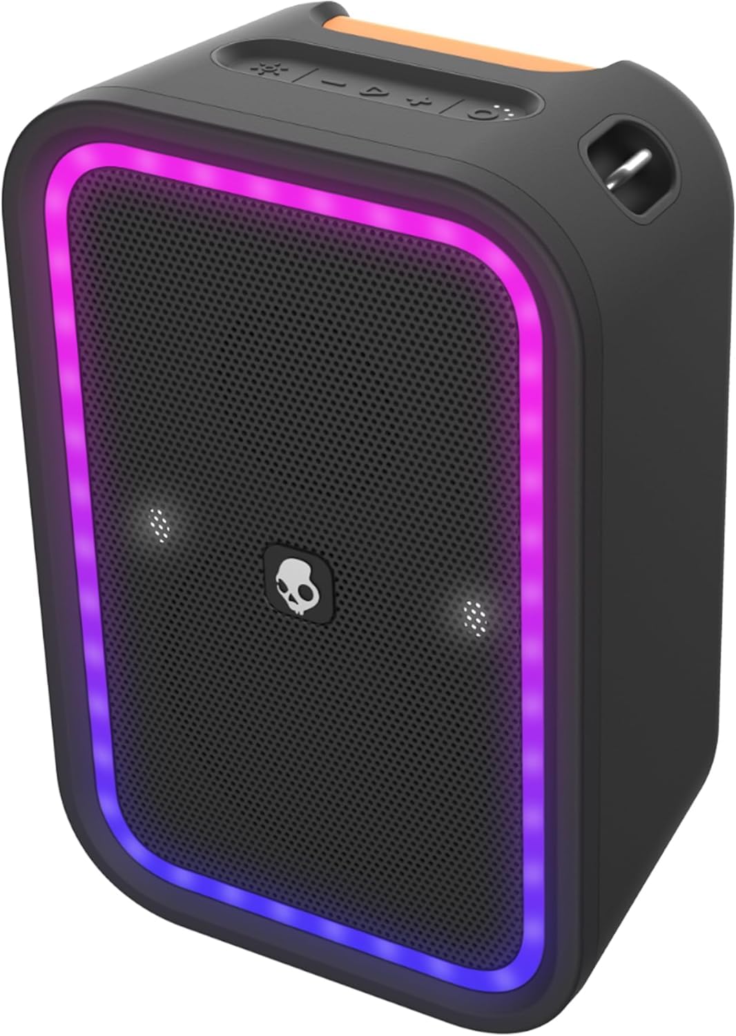 Skullcandy Stomp Wireless Enceinte Boombox Bluetooth Portable, Étanchéité IPX7, 12 Heures d'Autonomie, Son Stéréo True Wireless avec Jeu de Lumières LED et Poignée de Transport, Noir