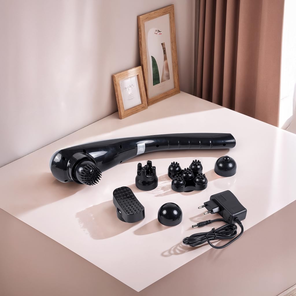 GLOBAL RELAX® | EGO Masajeador Corporal inalámbrico multifuncional | Blanco | Masaje Shiatsu I Percusión | 6 Cabezales intercambiables | 10 niveles de intensidad | Pantalla LCD