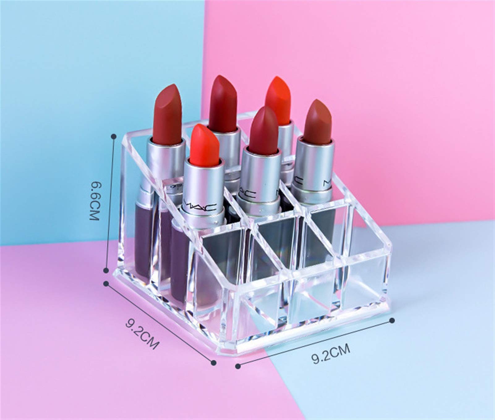 AGAATI Organizzatore per Trucco Scaffale per Rossetti a 9 Griglie Scatola per consolidamento Rossetto Scatola per Cosmetici Scaffale per Cosmetici in Acrilico Trasparente Scaffale per Trucco