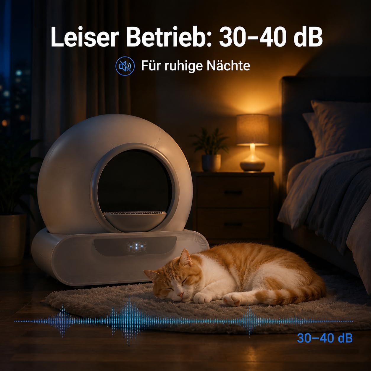 Automatische Katzentoilette XXL 65L, Selbstreinigendes Katzenklo mit App-Steuerung, Geruchsfrei & Geschlossen, Elektrische Katzen Toilette für 2+ Katzen