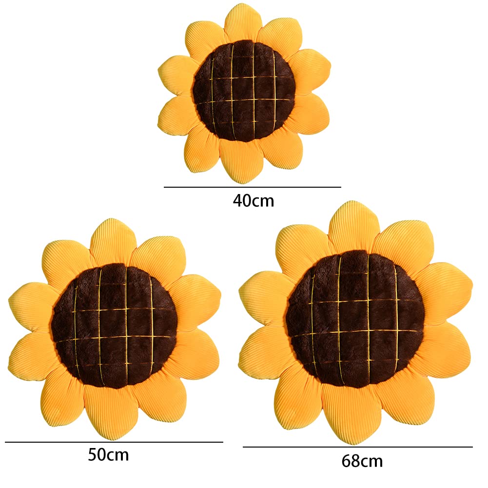 BYNYXI Sonnenblumenkissen, 68cm Bodenkissen für Kinder Sofa Stuhlkissen Sonnen Kissen Blumenform Rund Blumenkissen Baby Dekokissen für Kinderzimmer Sitzkissen Weiche Plüschkissen,38cm/48cm/68cm