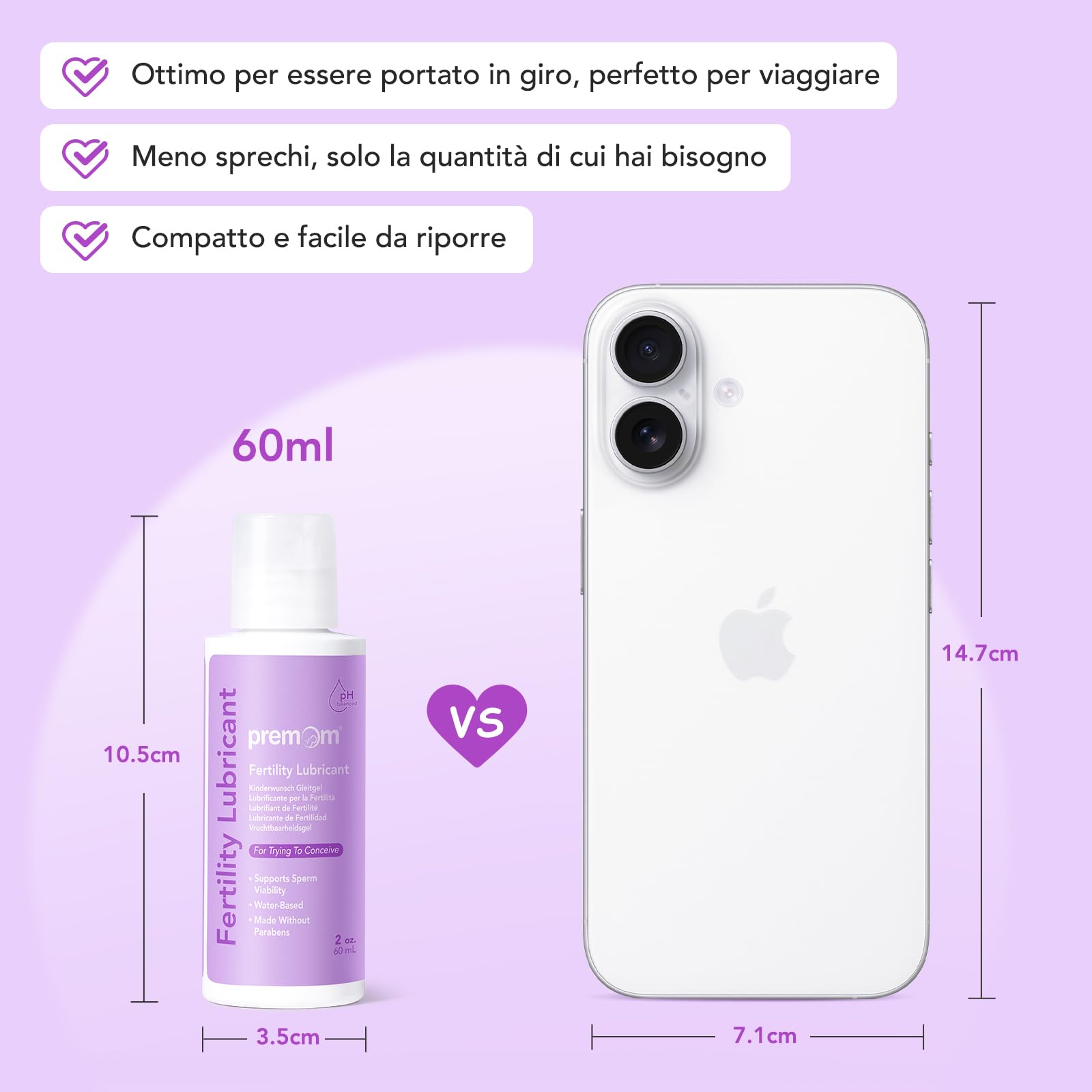 Premom Lubrificante per la Fertilità - 60ml | Facile da Portare