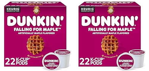 Dunkin Donuts Falling for Maple Coffee K Cups, 2 paquetes de 22 K-Cups, edición limitada