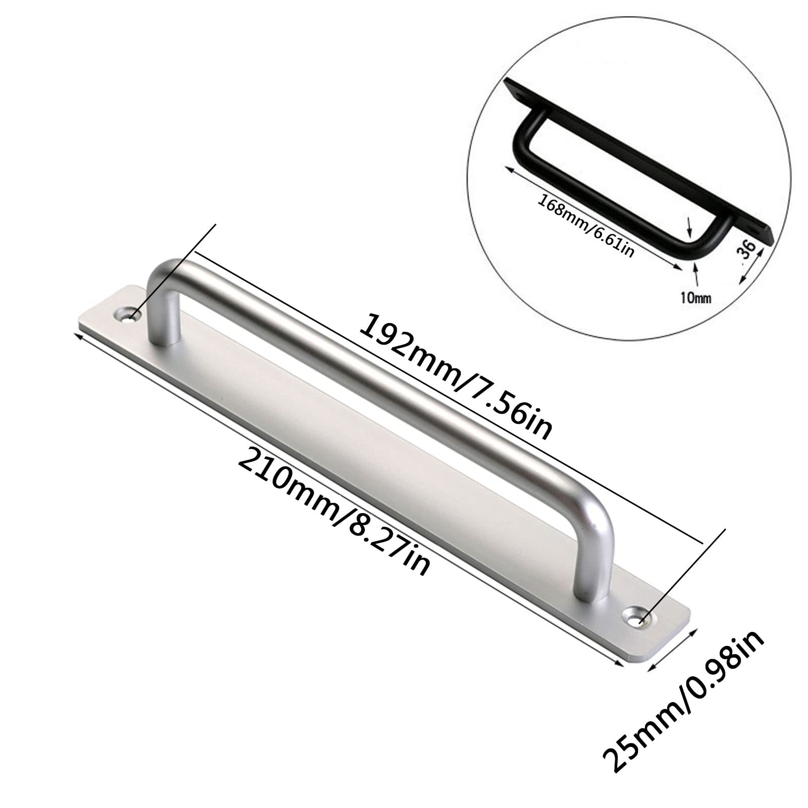 Uchwyty do szafek, uchwyty do szuflad, zestaw 2 szt. Uchwyty do drzwi przesuwnych Silver Barn Solidne okucia ze stopu aluminium, do mebli, szafek, szafek, kuchni, łazienki