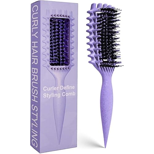 Curly Hair Brush Candybrush Curl Defining Brush for Detangling Shaping and Defining Curls for Women, Men, Wet & Dry Hair (Purple)