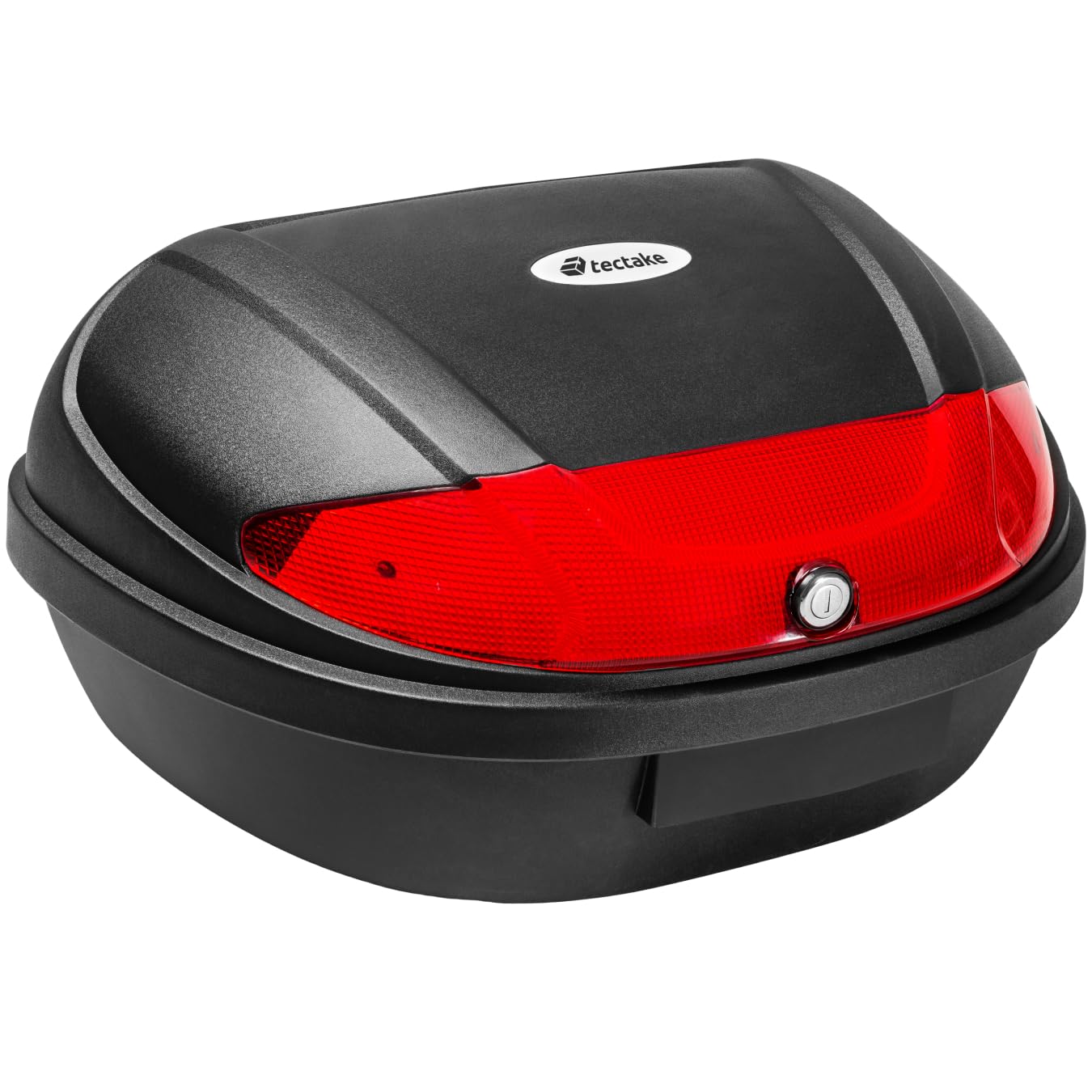 tectake® Baul para Moto con Cierre Seguro, Maleta Trasera con Reflector, Accesorio Resistente para Guardar tu Casco Moto Hombre - 58 x 43 x 32 cm para 2 Cascos