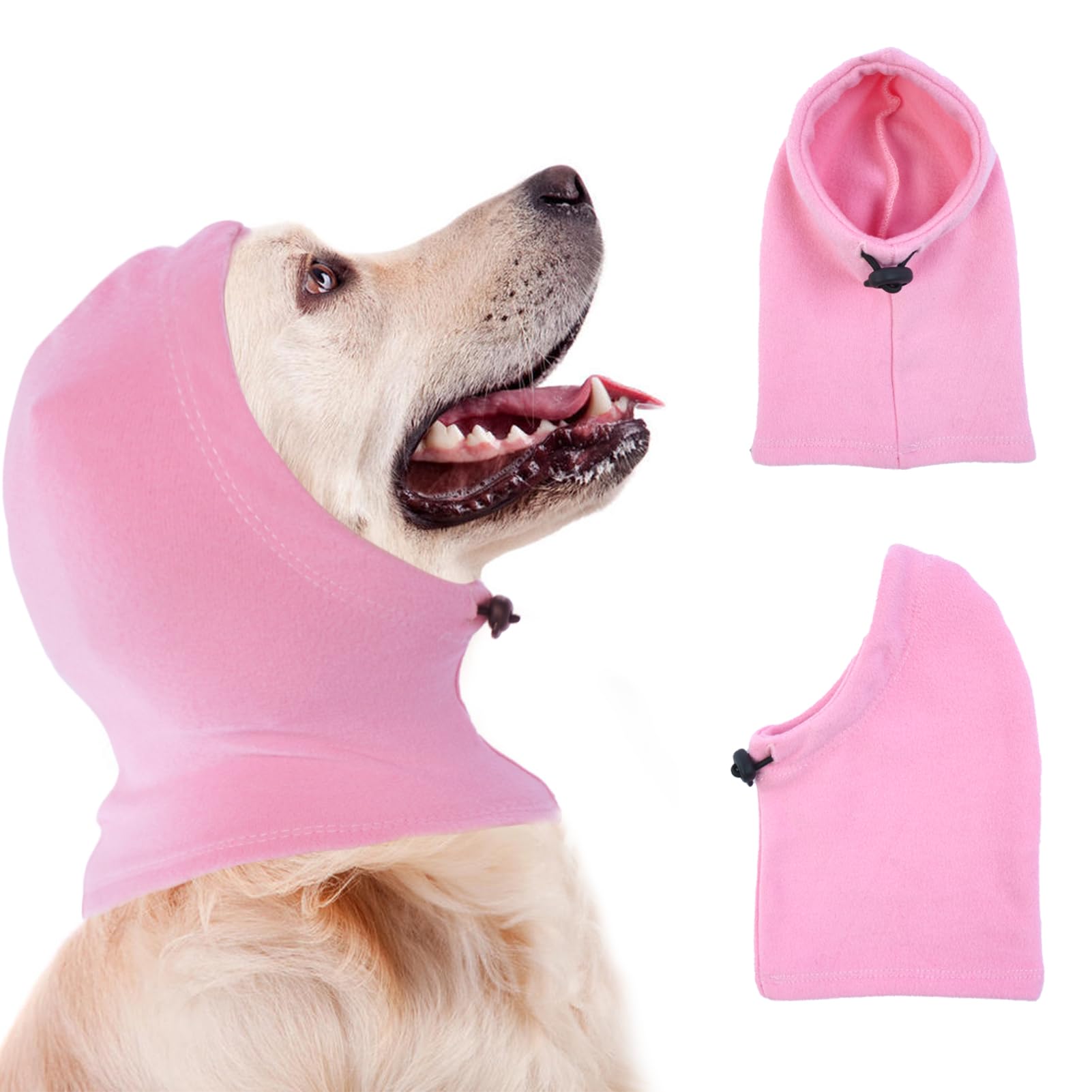 Katzinst Ohrenschutz Hund, Hunde-Schlauchschal für Den Hals, Angstlinderung und Beruhigung von Hundeohren, Haustier-Schlauchschal, Reduziert Lärm, Ohrenhaut Schützen,Rosa,M