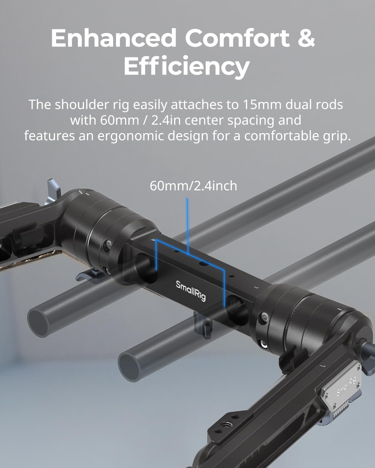 SMALLRIG Support d'épaule à Double Poignée pour Tiges LWS de 15 mm, Support d'Epaule Rotatif d'un Seul Geste pour Appareil Photo - 5205