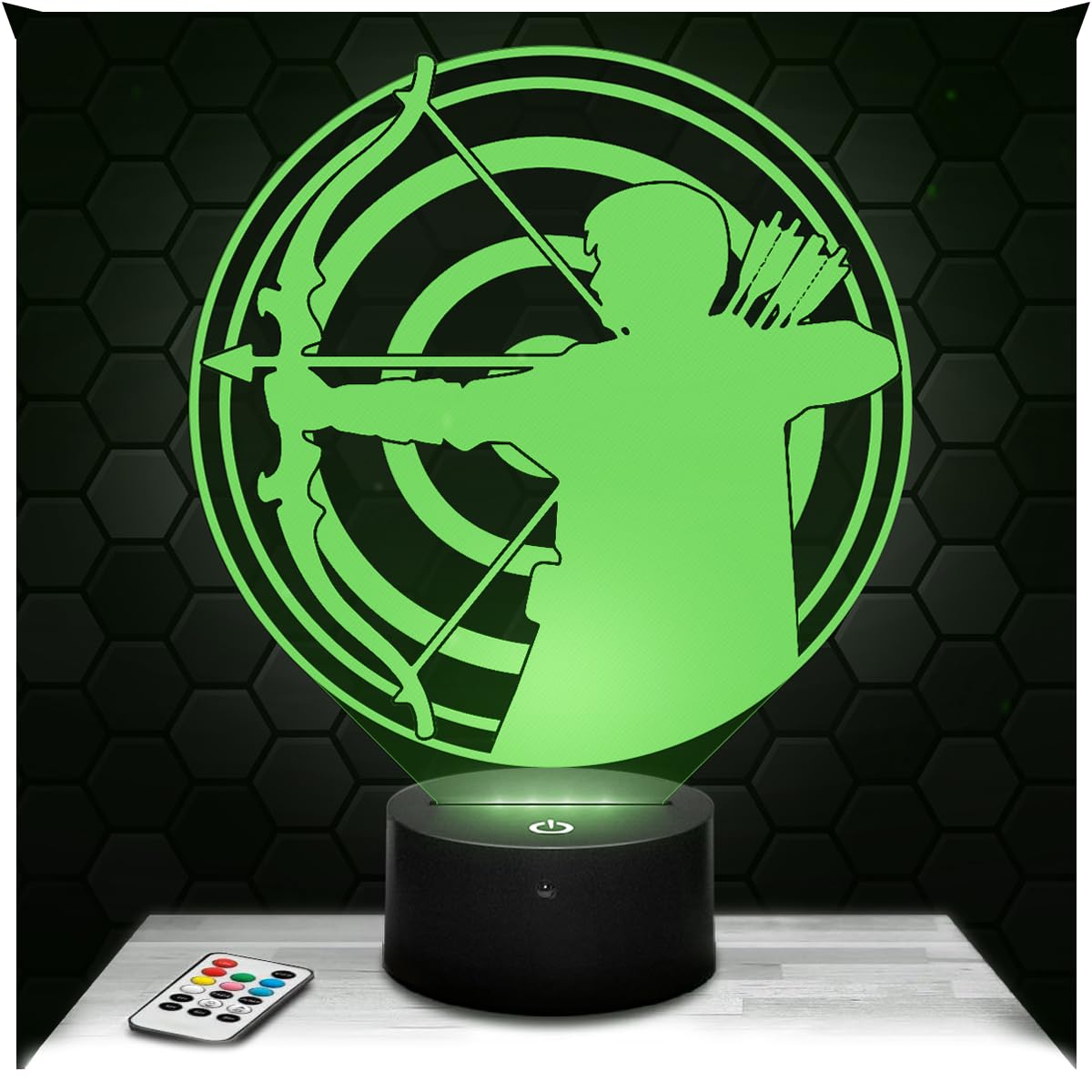 Lampephoto.fr - 3D Lamp Archery Sport Bow Arrow Touch Night Light Led Sport Precision, 3D Hologram Effect, Gift Idea Football Christmas Birthday Boy or Girl