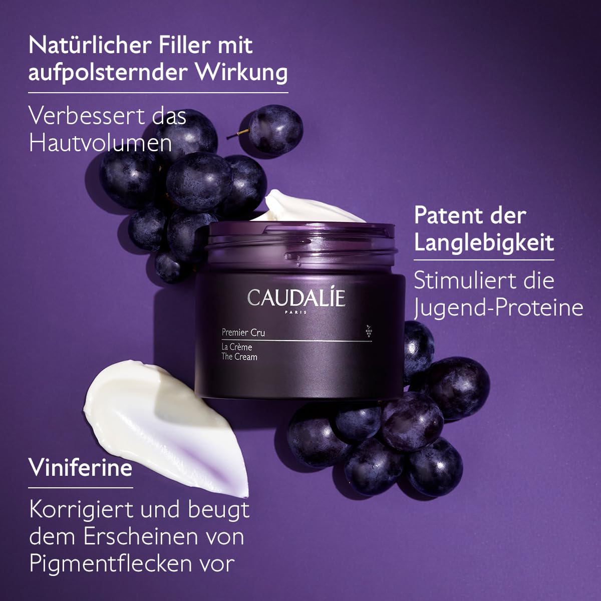Caudalie Premier Cru Die Creme mit Patent Langlebigkeit & Natürlicher aufpolsternder Füllstoff