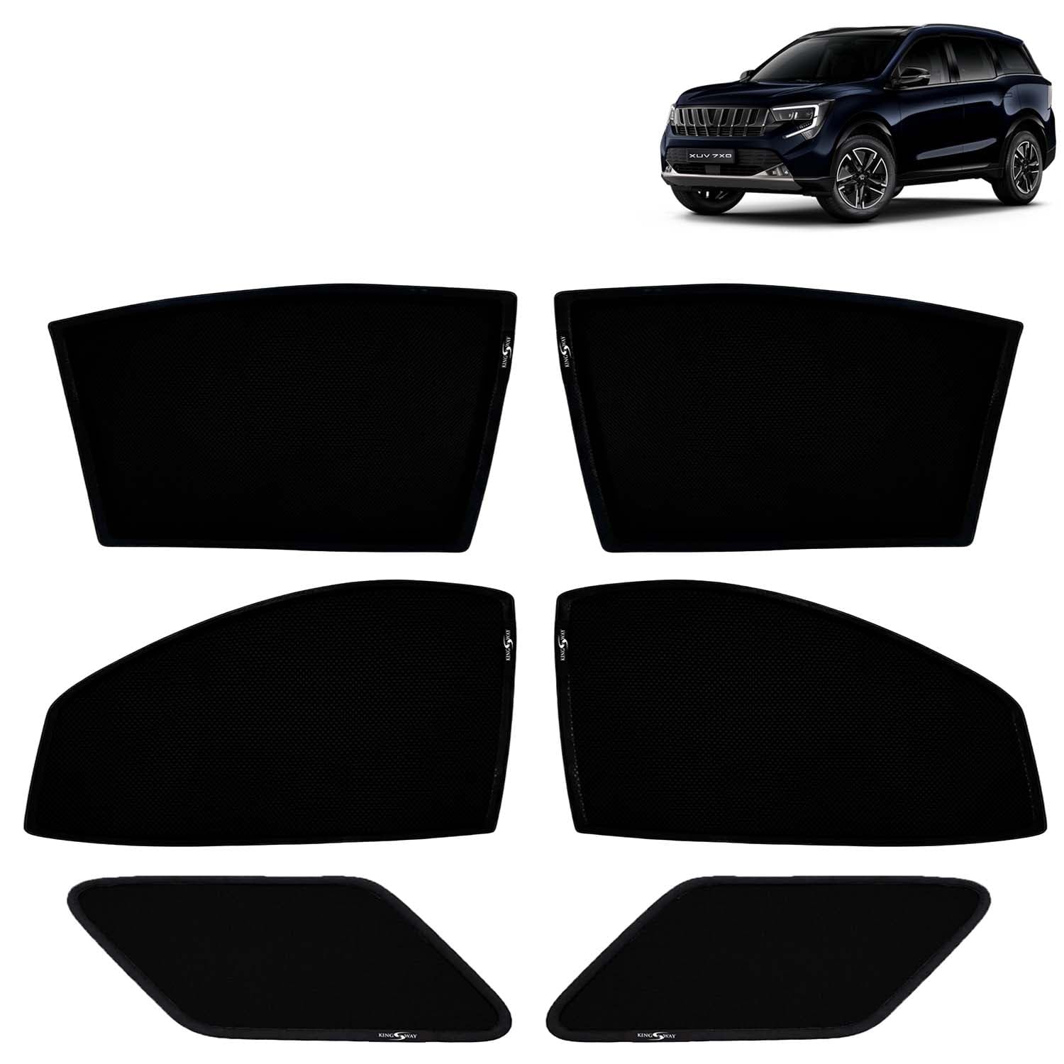 Kingsway Accessories Car Sun Shade Z-Black Non Magnetic Fix Type Curtains Only Compatible with Mahindra XUV 7XO Year 2026 Onwards All Model, Only Half Cut in Front Window, Car Curtains, Pack of 6 Pcs-image-18