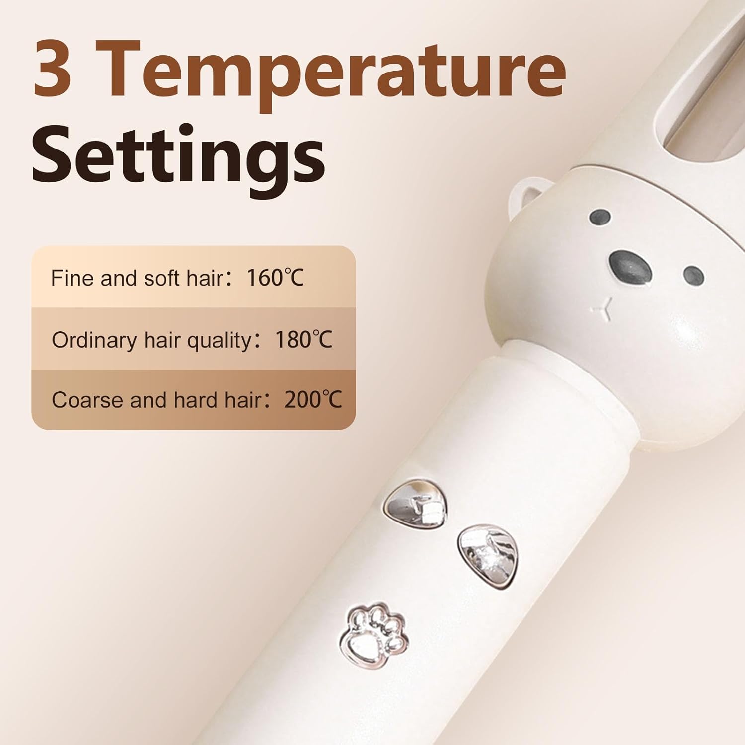 Automatic Hair Curler, 2026 New Cute Automatic Curling Iron with 3 Temp Settings, Anti-Scald, Anti-Tangle Rotating Curling Wand for Hair Styling, Portable Hair Waver for Travel