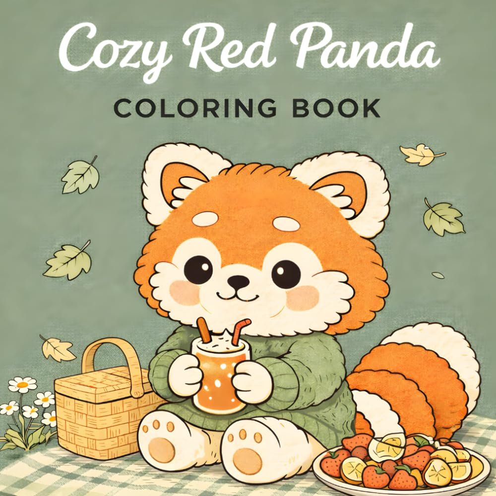 Cozy Red Panda: A Cozy Coloring Book for Kids and Adults