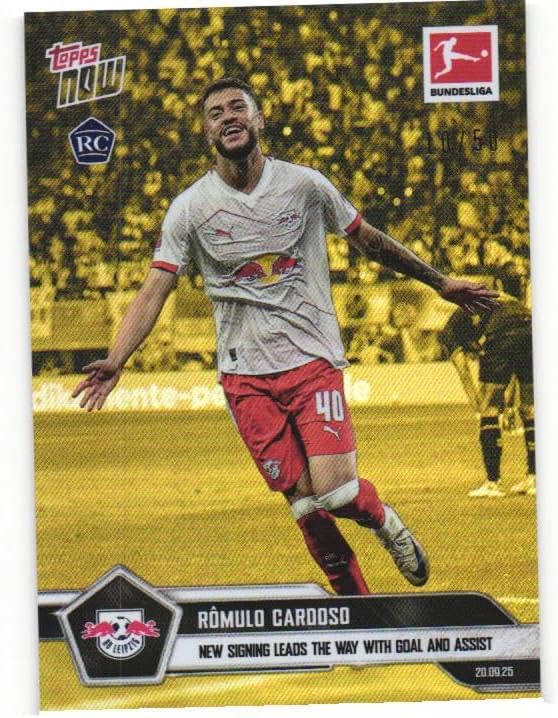 ROMULO CARDOSO 2025-26 Topps Now Bundesliga Soccer Card #26 GOLD FOIL PARALLEL Rookie RC Numbered to only 50 Made! RB Leipzig Brazil